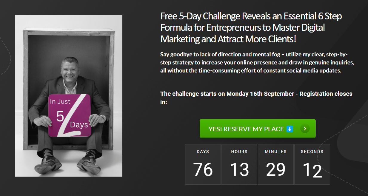 Free 5-Day Challenge Reveals an Essential 6 Step Formula for Entrepreneurs to Master Digital Marketing and Attract More Clients!